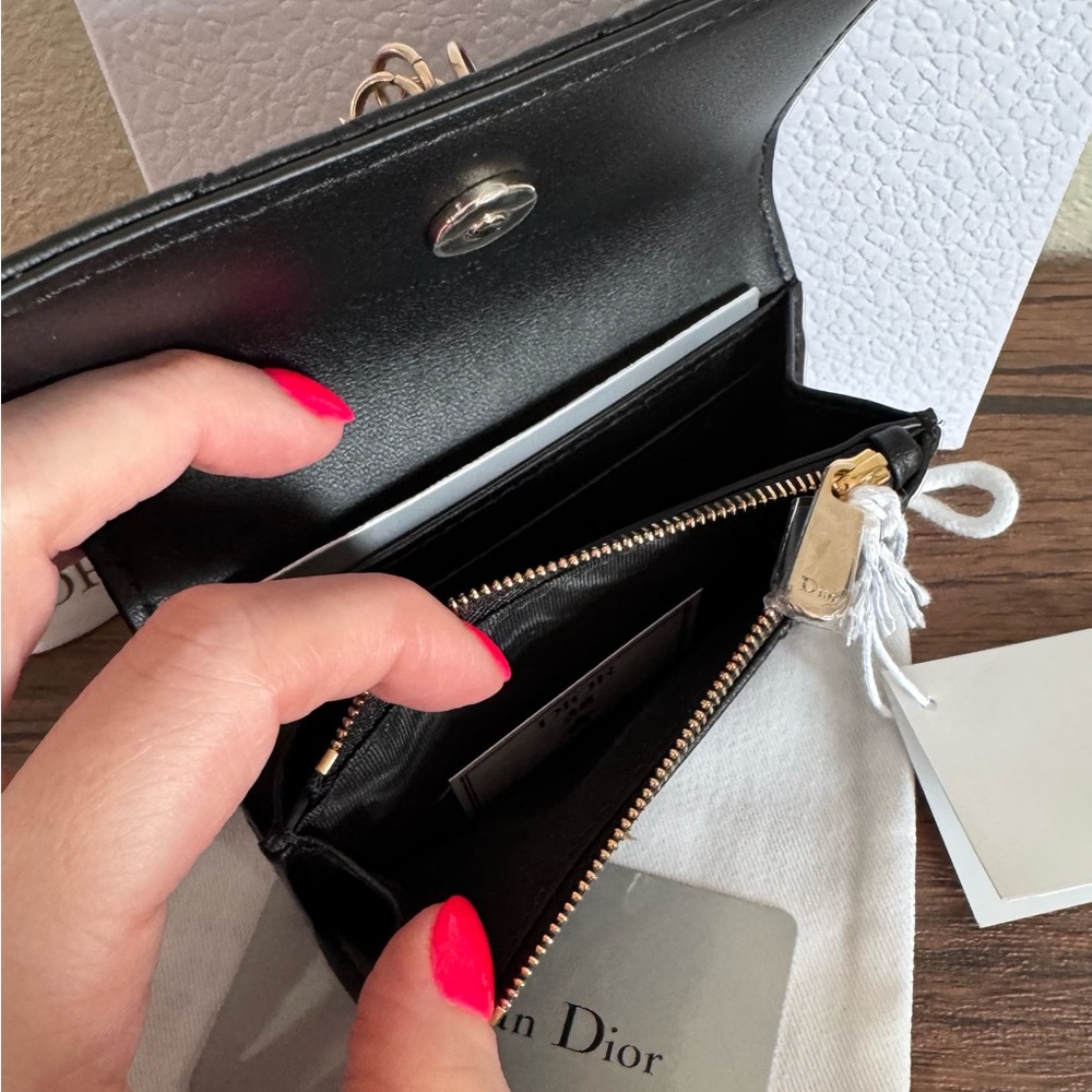 ❌SOLD❌NEW DIOR My Dior Cannage Stitched Lambskin Leather Wallet in Black - Picture 5 of 8